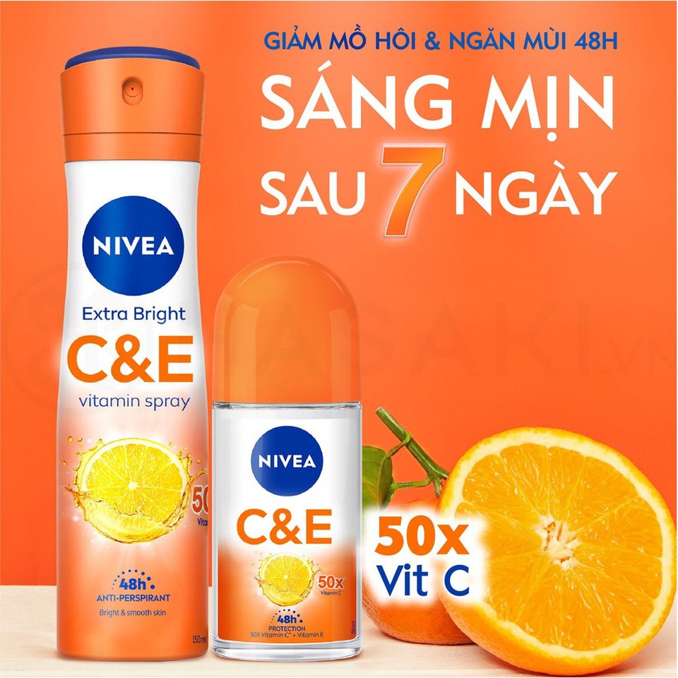 Xịt Khử Mùi Nivea Dưỡng Sáng Vitamin C&E 150ml 2