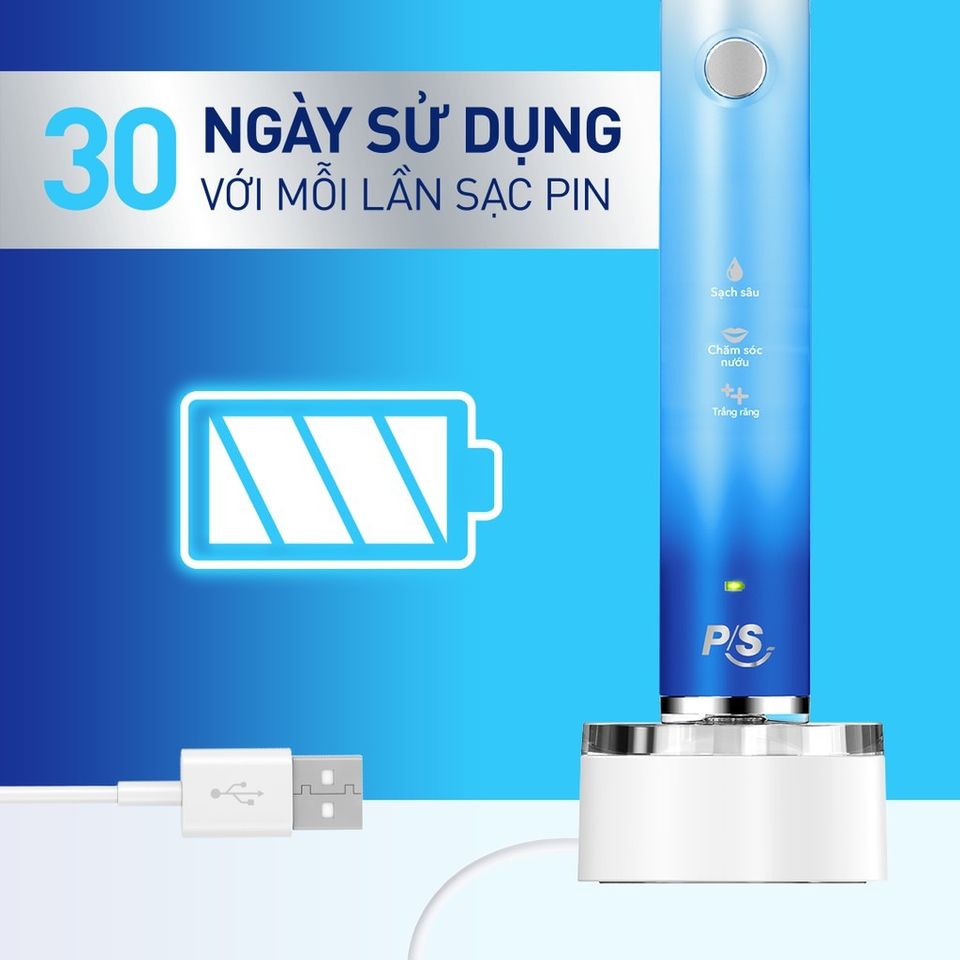 Thời lượng pin Bàn Chải Điện P/S S100 Pro Công Nghệ Sóng Âm