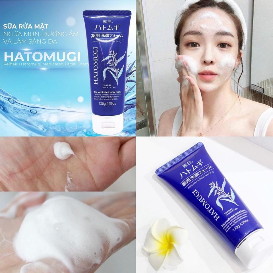 Sữa Rửa Mặt Hatomugi The Medicated Facial Foam giúp làm sạch sâu, ngừa mụn và dưỡng ẩm da.