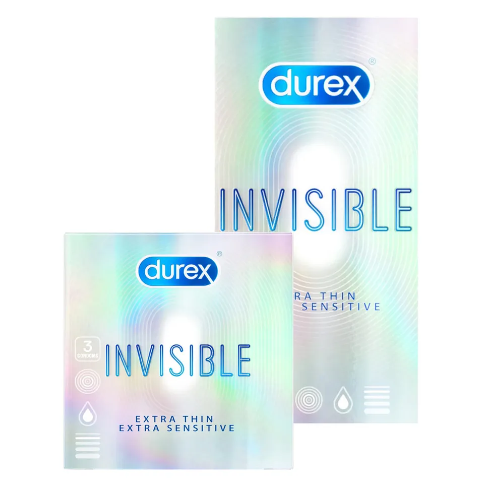 Bao Cao Su Durex Invisible Extra Thin Extra Sensitive hộp 3 cái và hộp 10 cái