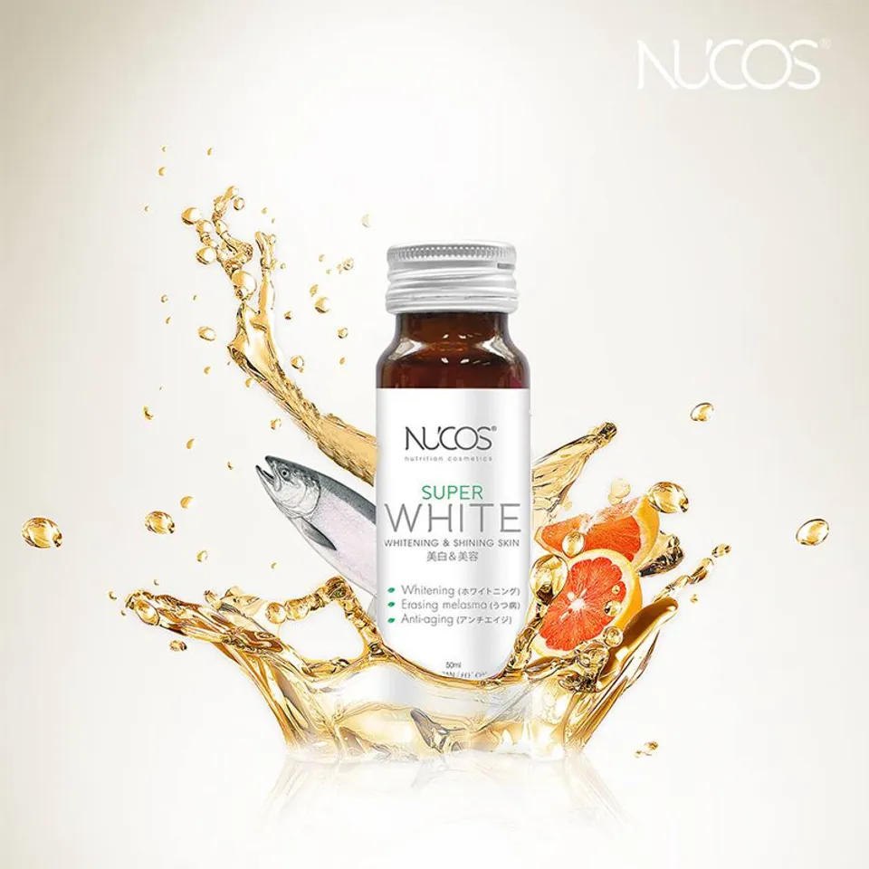 Nước Uống NUCOS Dưỡng Sáng Da Super White Whitening & Shining Skin (50ml x 10 Chai)