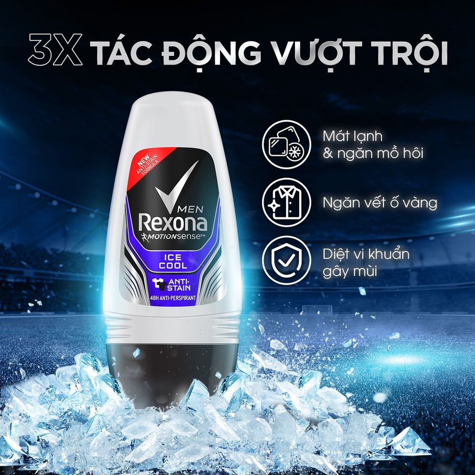 Lăn Khử Mùi Cho Nam Rexona Khô Thoáng Ice Cool 50ml