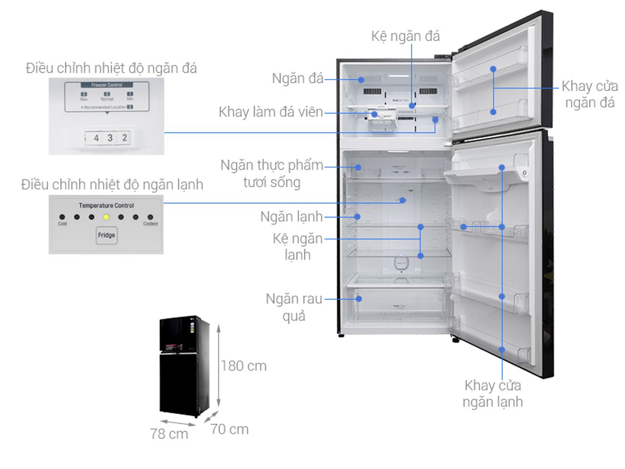 Tủ lạnh LG GN-L702GB 506 lít inverter 2 cánh
