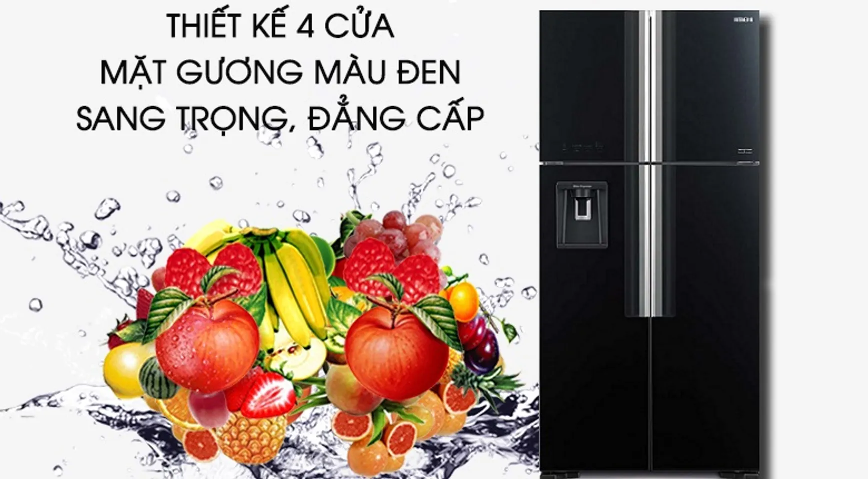 Tủ lạnh Hitachi R-FW690PGV7 kiểu dáng tinh tế với màu đen huyền bí