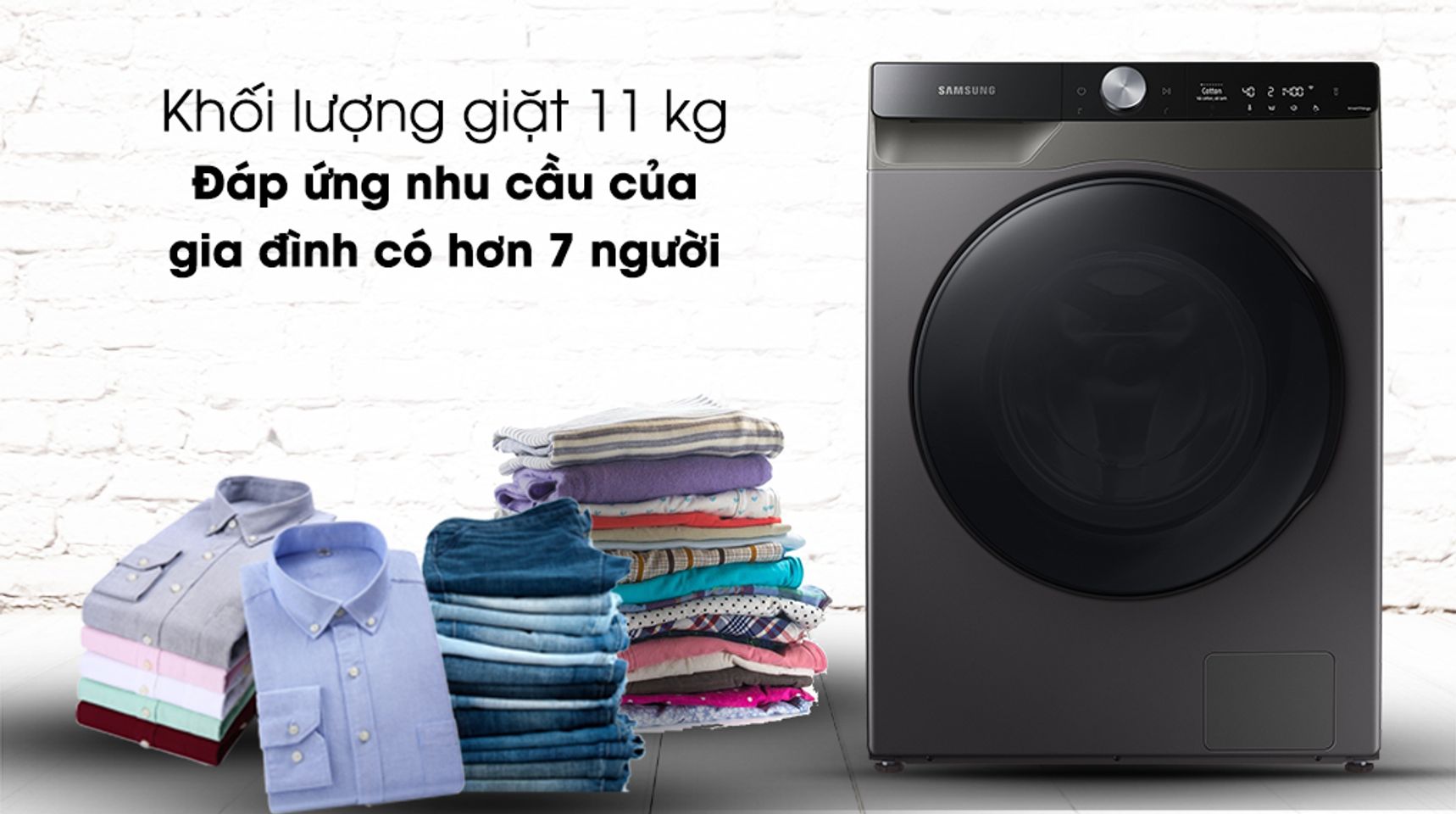 Máy giặt sấy Samsung WD11T734DBX/SV inverter 11kg Sấy 7kg 1