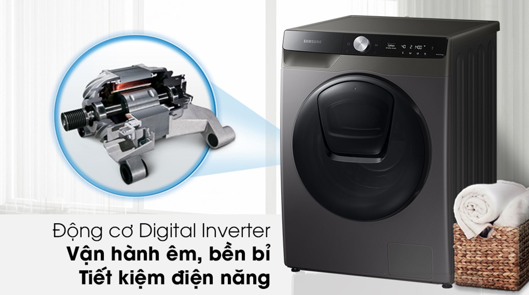 Máy giặt sấy Samsung WD95T754DBX/SV inverter 9.5/6kg 2
