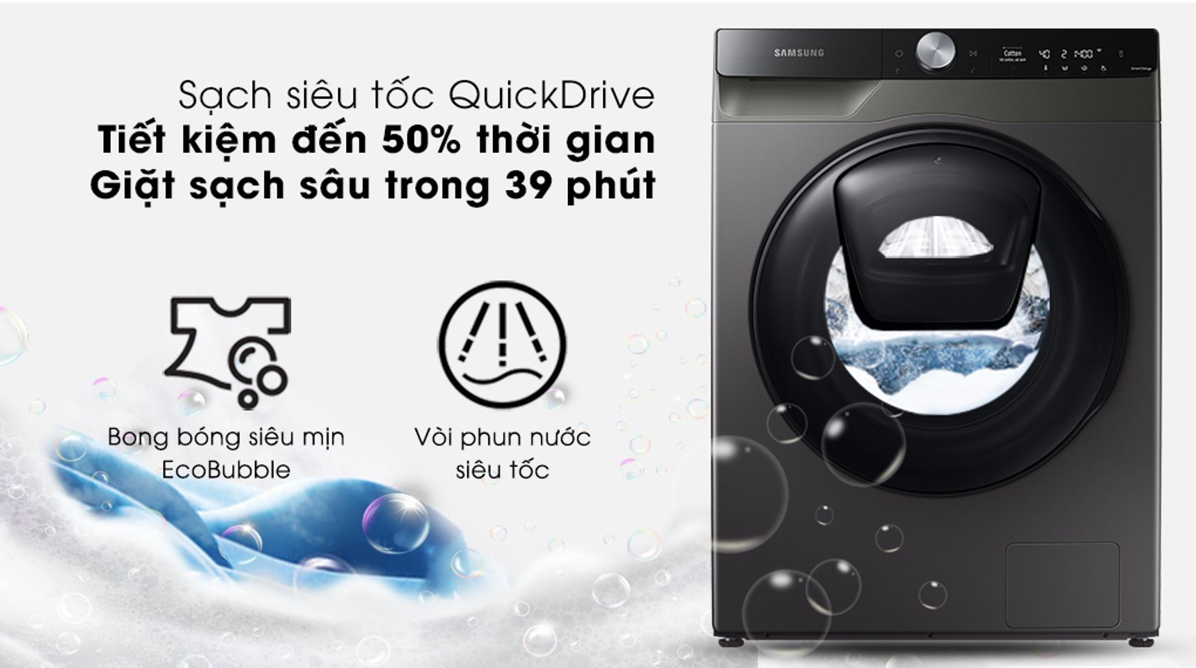 Máy giặt sấy Samsung WD95T754DBX/SV inverter 9.5/6kg 6