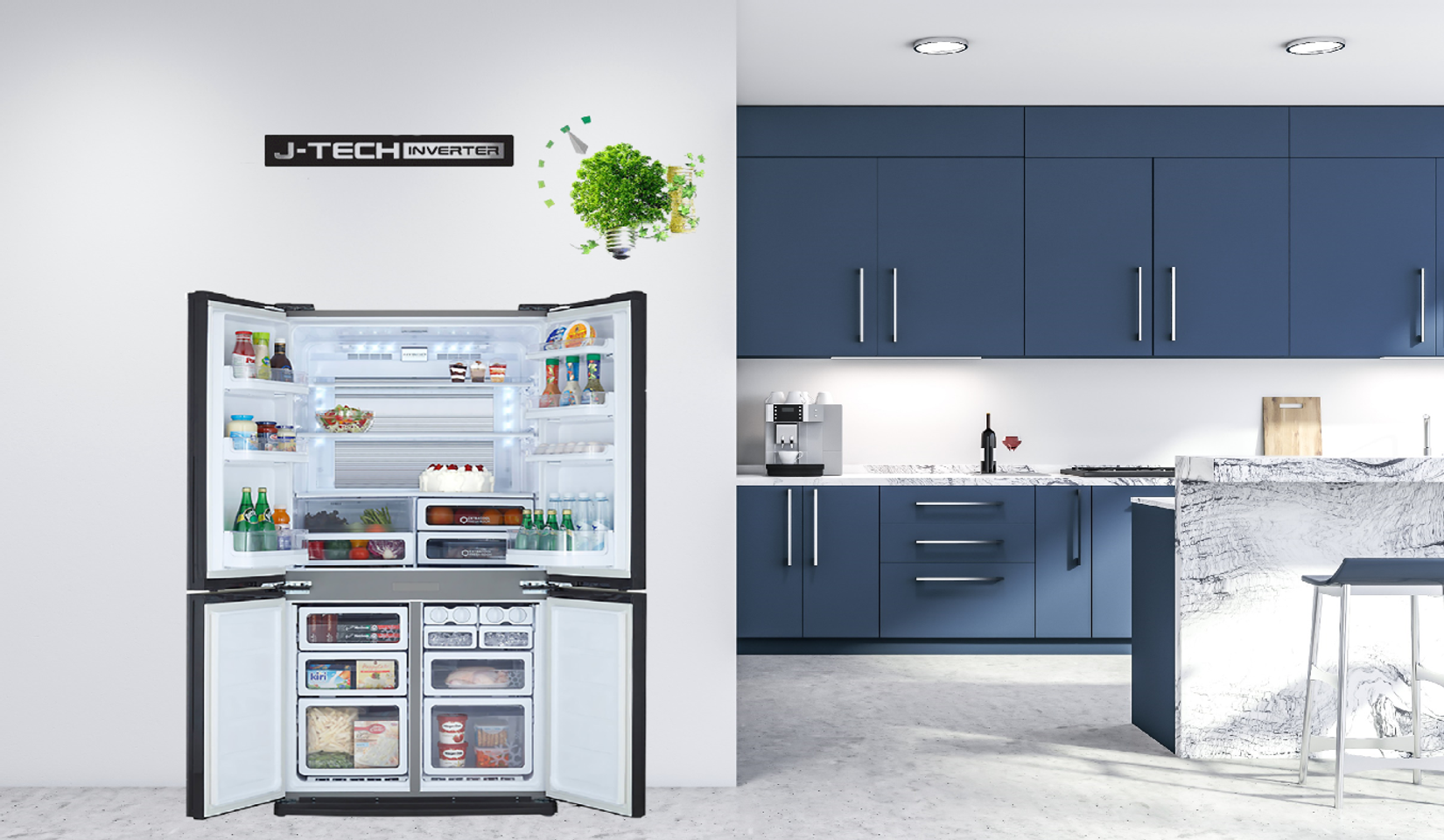 Tủ lạnh Sharp Inverter 556 lít SJ-FX631V-SL - Công nghệ J-Tech Inverter 