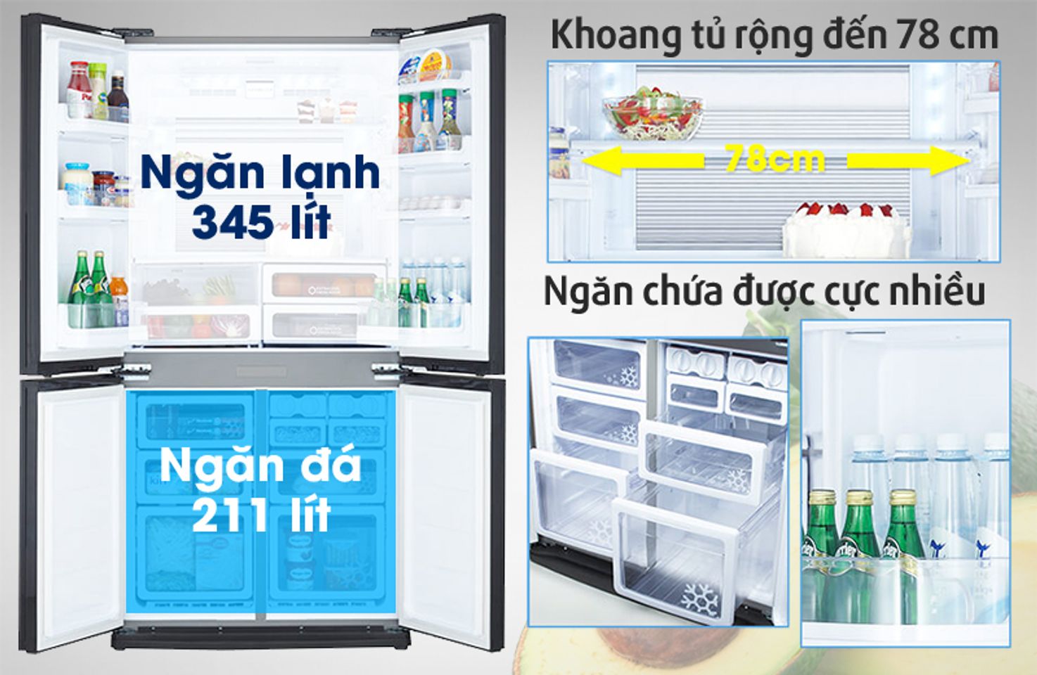 Tủ lạnh Sharp inverter 626 lít SJ-FX630V-ST 2