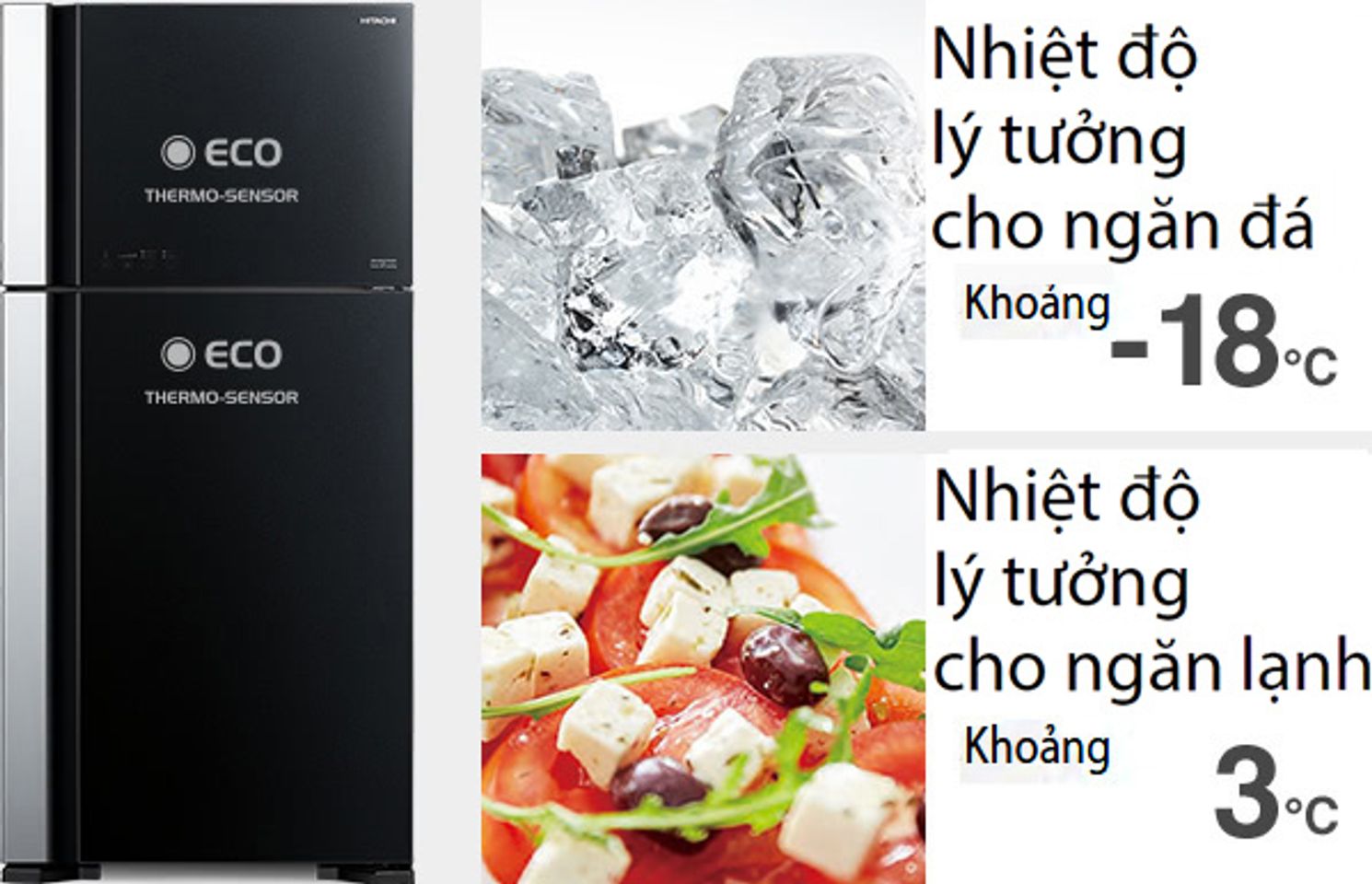 Tủ lạnh Hitachi có hai Cảm biến nhiệt Eco