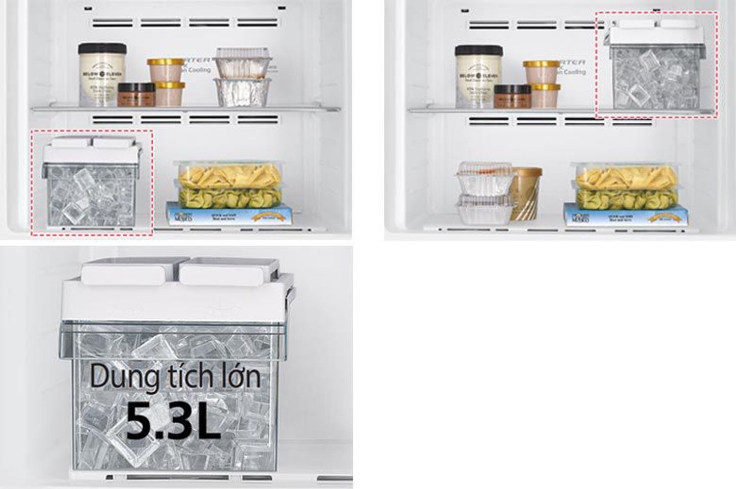Tủ lạnh Hitaichi R-FG510PGV8 với thiết kế khay đá
