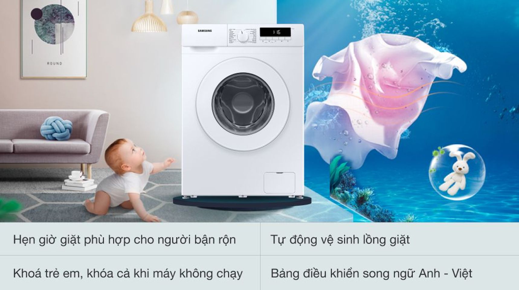 Máy giặt Samsung WW90T3040WW/SV Inverter 9kg 4