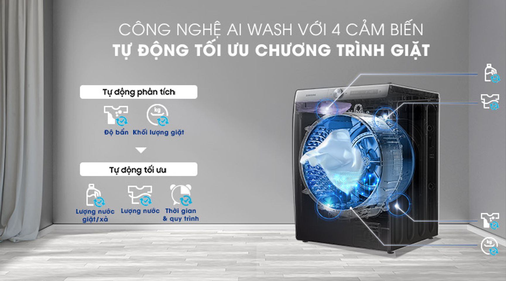 Máy giặt sấy Samsung WD14TP44DSB/SV inverter 14kg 5