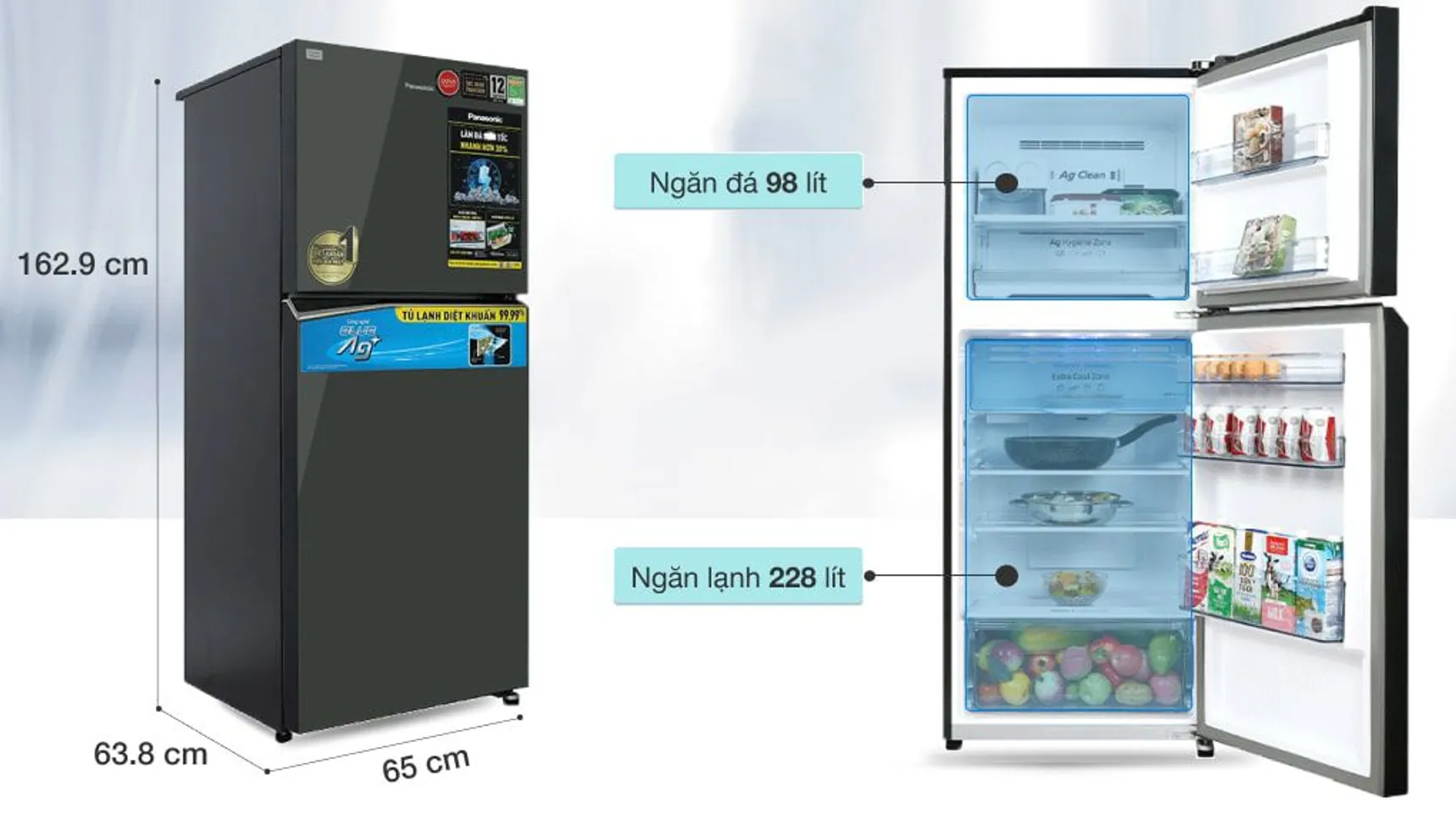 Tủ lạnh Panasonic NR-TL351VGMV Inverter 326 lít 1