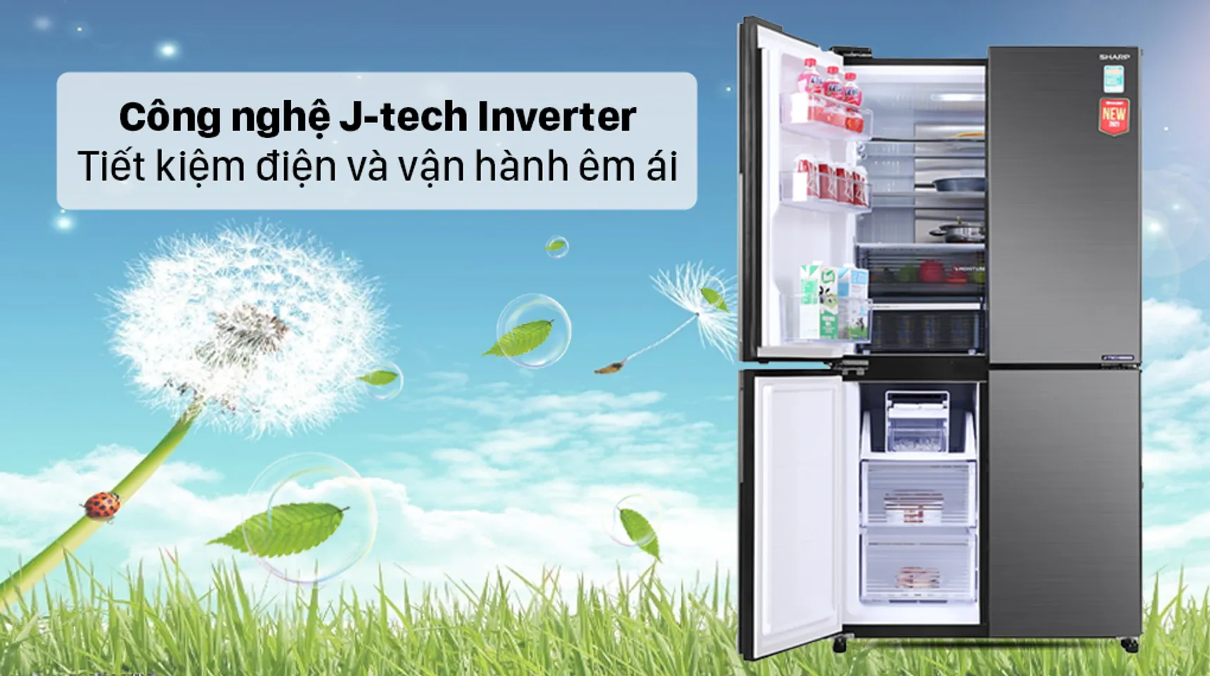 Tủ lạnh Sharp SJ-FX600V-SL inverter 525 lít 2