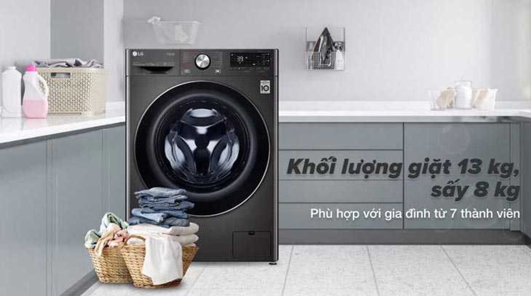 Máy giặt sấy LG FV1413H3BA inverter giặt 13 kg sấy 8kg 2