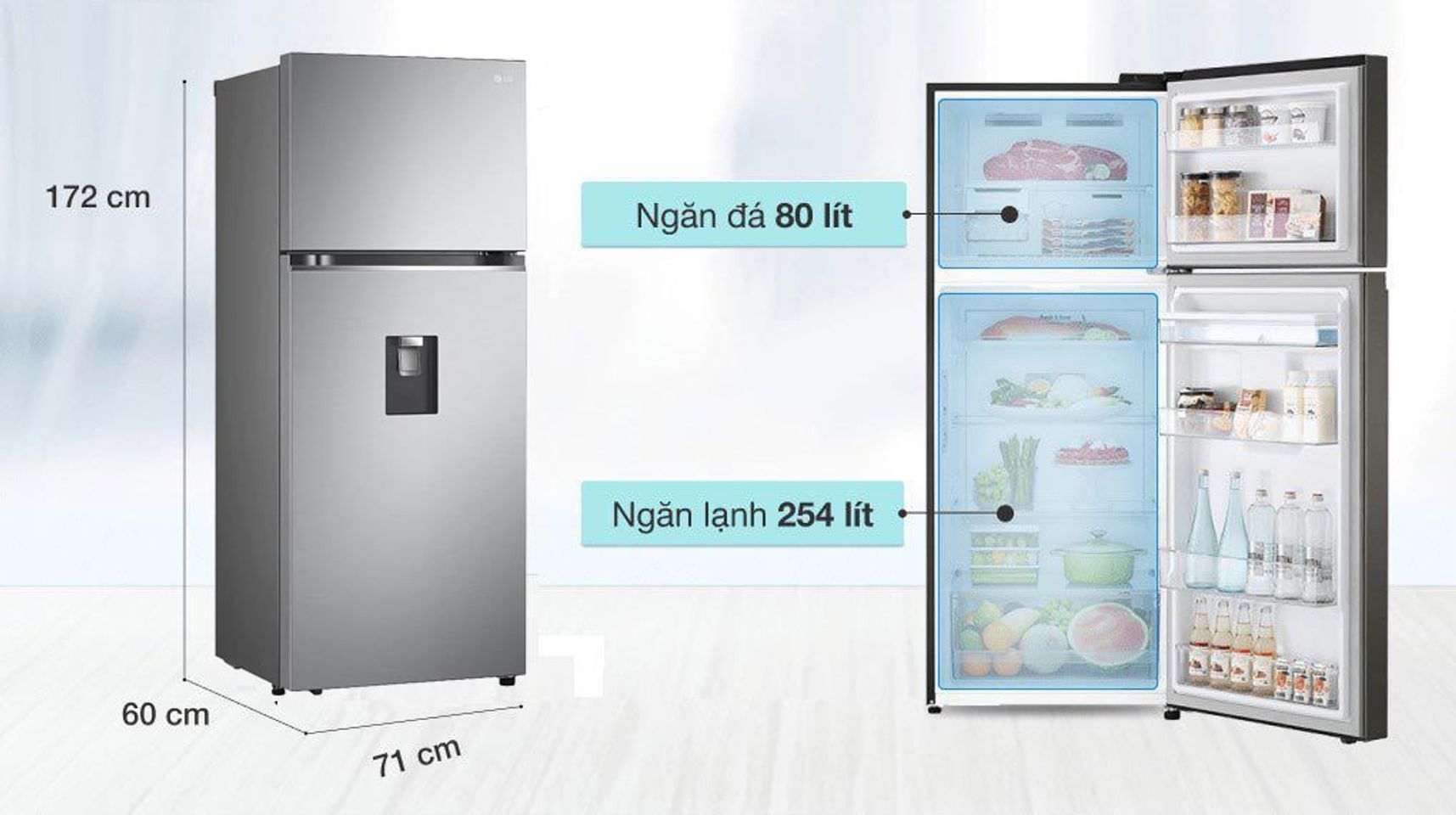Tủ lạnh LG GN-D332PS inverter 334 lít 2