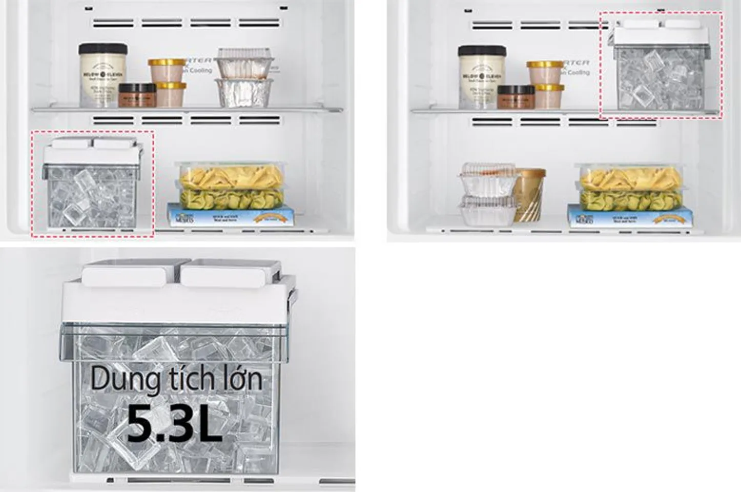 Tủ lạnh Hitaichi R-FG510PGV8 trang bị Khay đá có thể di chuyển