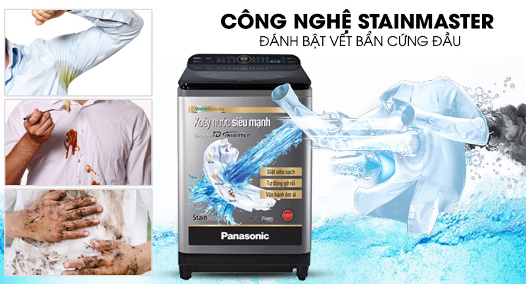 công nghệ StainMaster được trang bị trên chiếc máy giặt Panasonic inverter