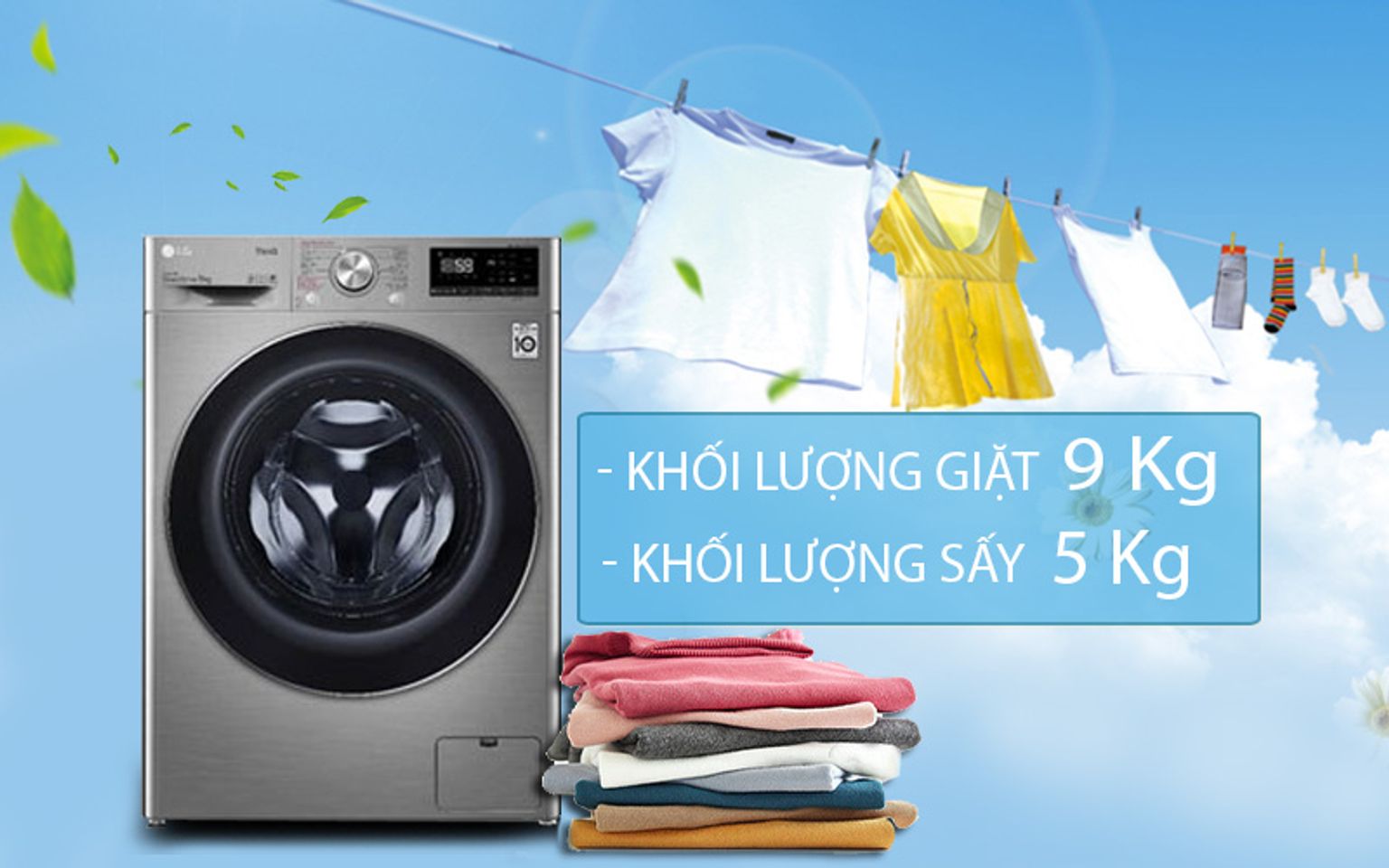 Máy giặt sấy LG FV1409G4V inverter 9 kg 2