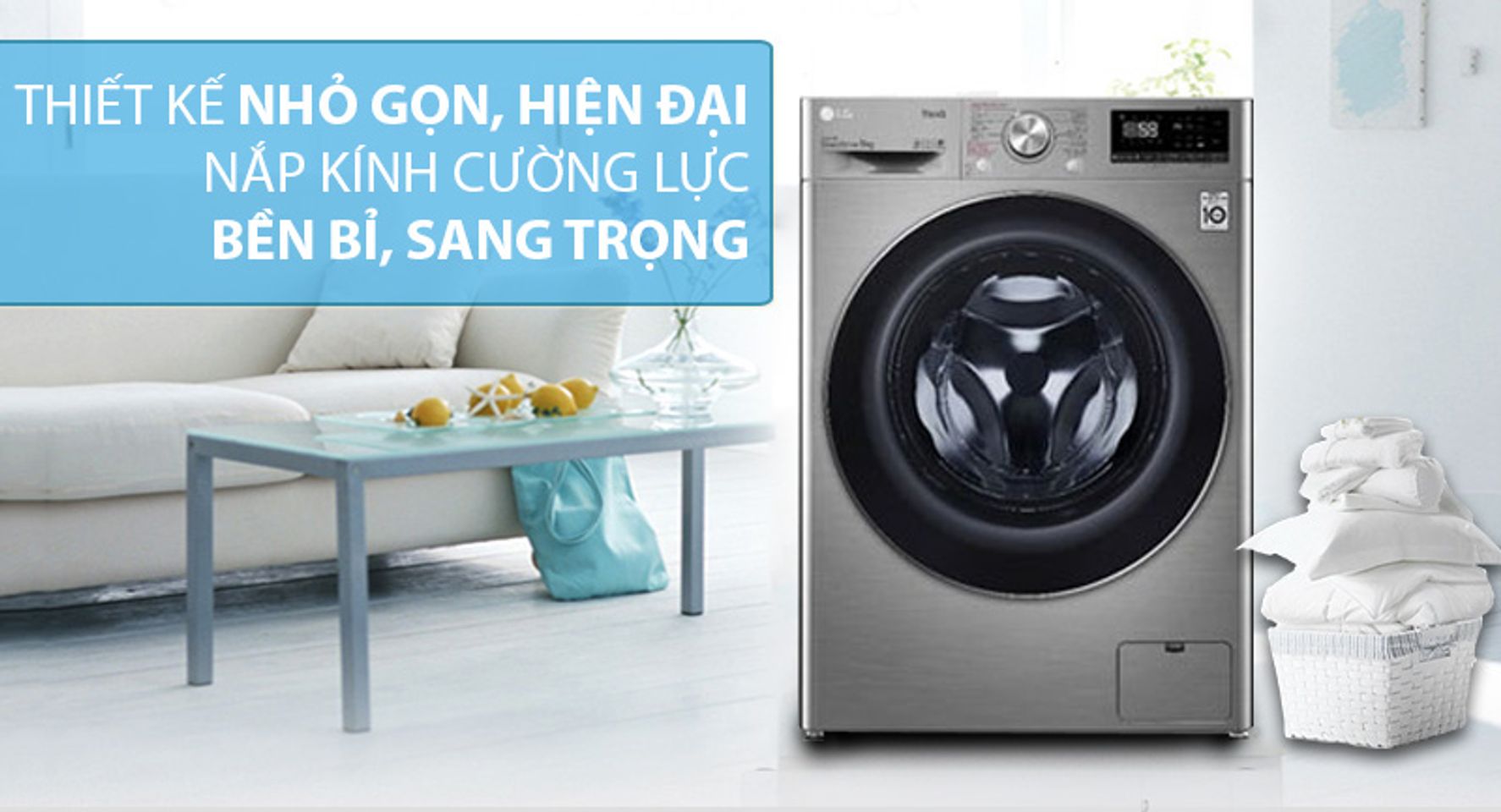 Máy giặt sấy LG FV1409G4V inverter 9 kg 1