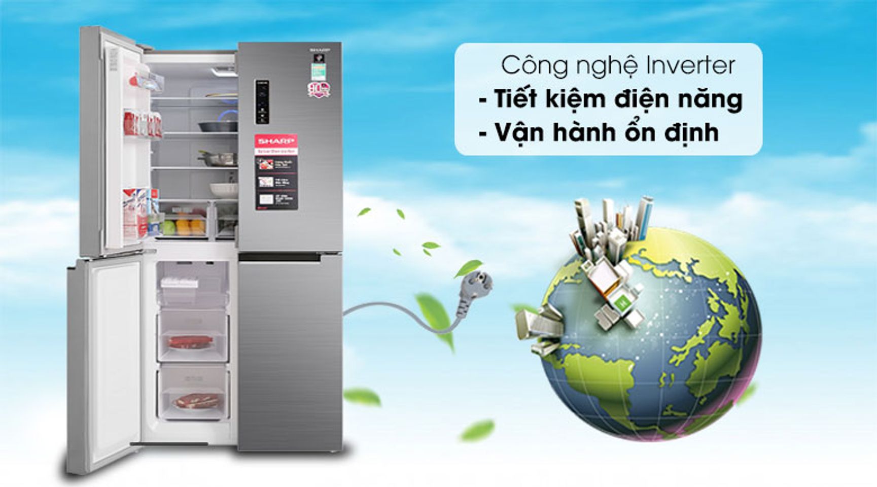 Tủ lạnh Sharp SJ-FXP480V-SL inverter 401 lít 3