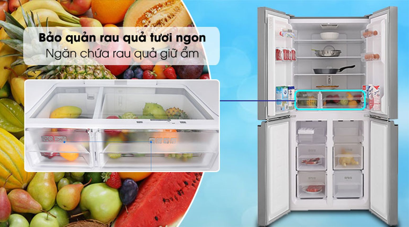 Tủ lạnh Sharp SJ-FXP480V-SL inverter 401 lít 9