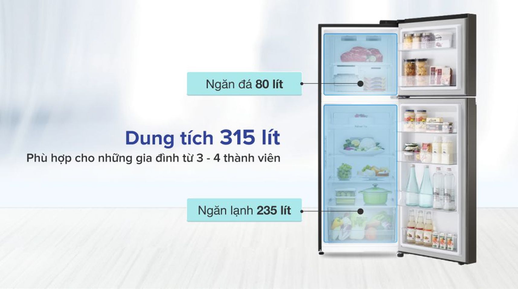 Tủ lạnh LG GN-M312PS inverter 315 lít 2