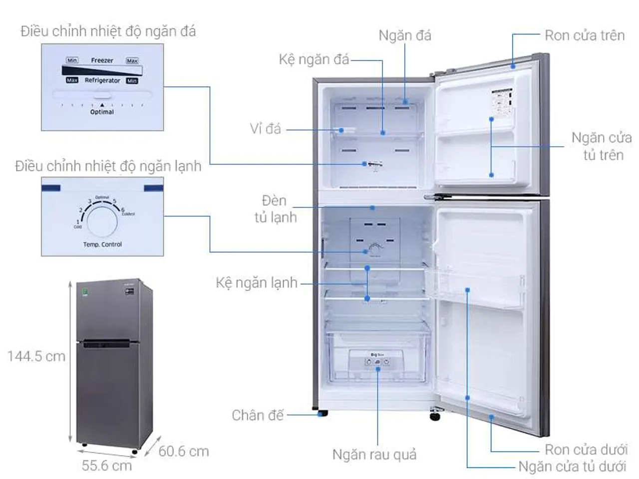 Tủ lạnh Samsung RT19M300BGS/SV 208 lít 2 cửa 1