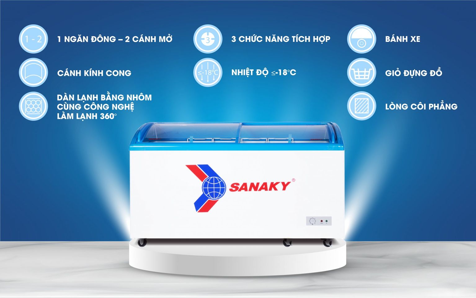 Tủ đông Sanaky 450 lít VH-682K 1 ngăn - Chính hãng 1