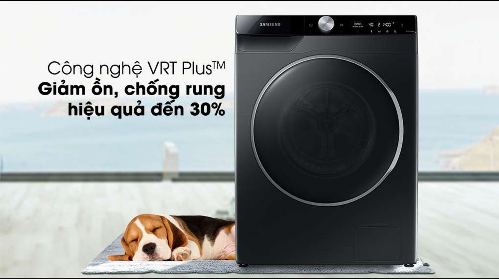 Máy giặt Samsung Inverter 10kg WW10TP44DSB/SV-Giảm thiểu độ ồn, chống rung tốt với công nghệ VRT Plus™