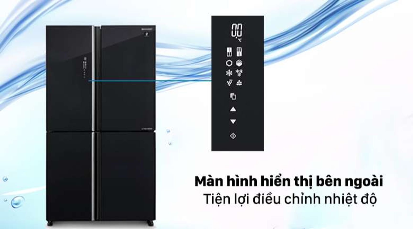 Tủ lạnh Sharp Inverter 572 lít SJ-FXP640VG-BK - Màn hình hiển thị bên ngoài