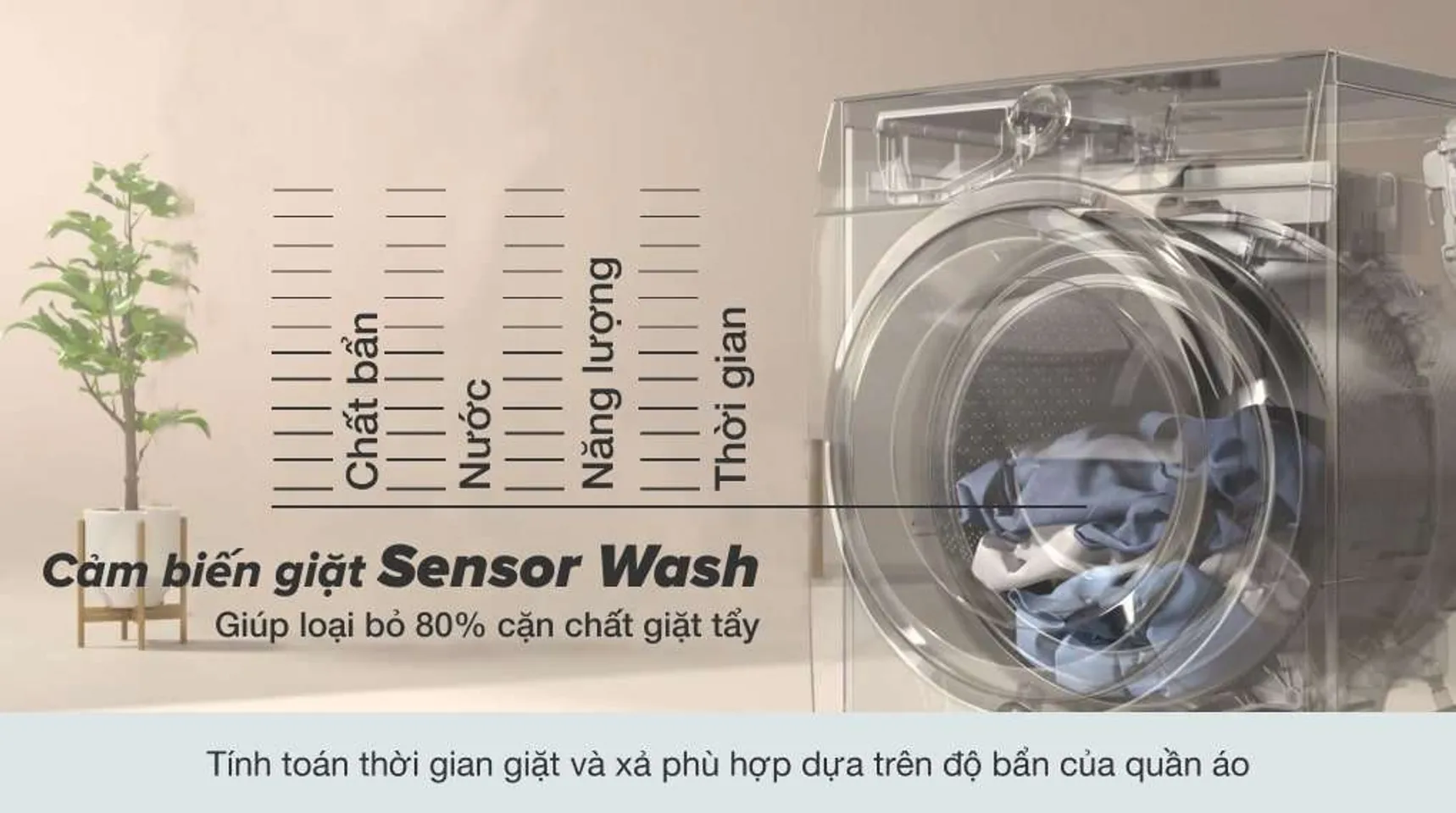 Máy giặt Electrolux 9kg inverter - Loại bỏ đến 49 loại vết bẩn nhờ công nghệ Sensor Wash với cảm biến AI