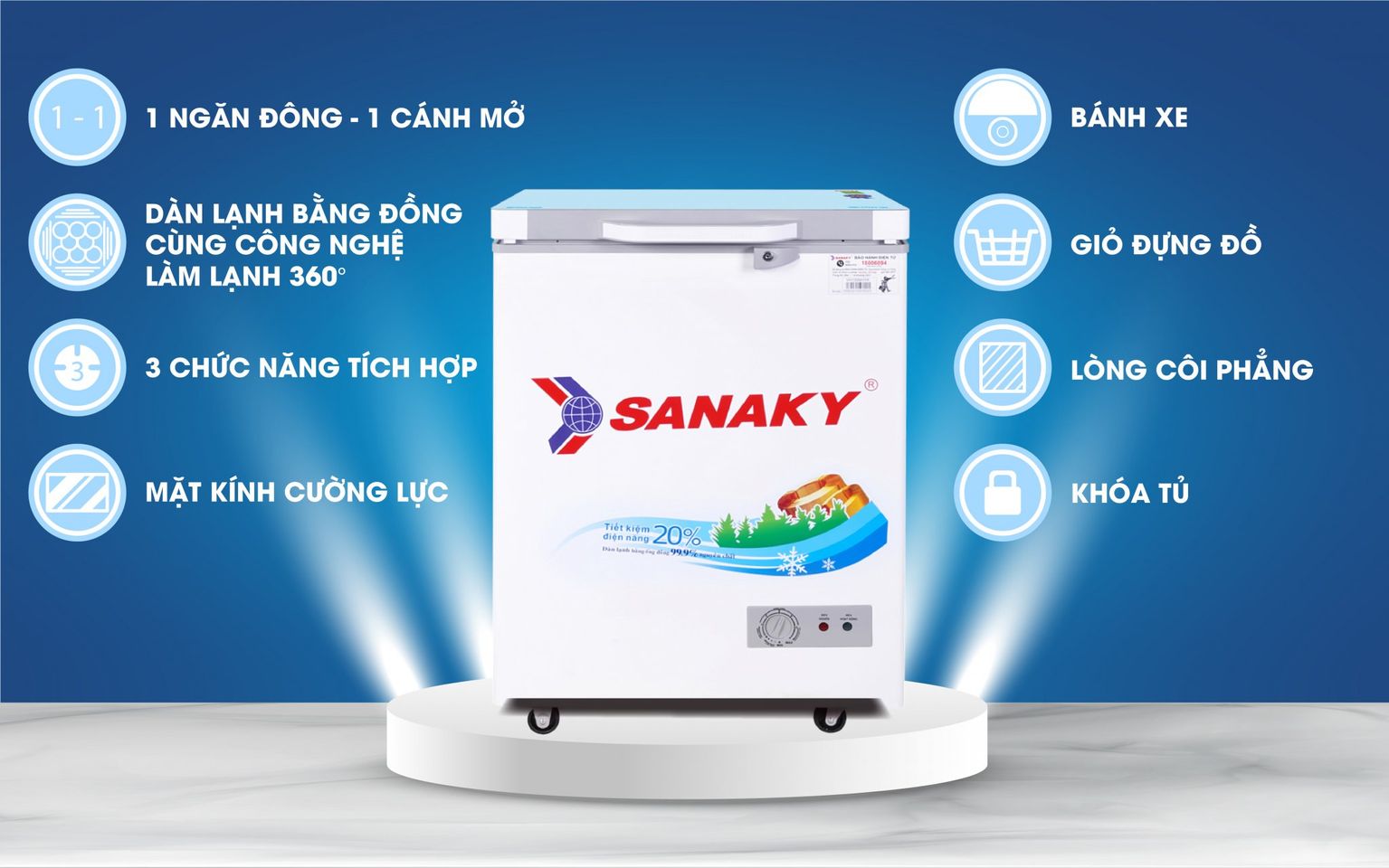 Tủ Đông Sanaky 100 lít VH-1599HYKD - Chính hãng 1