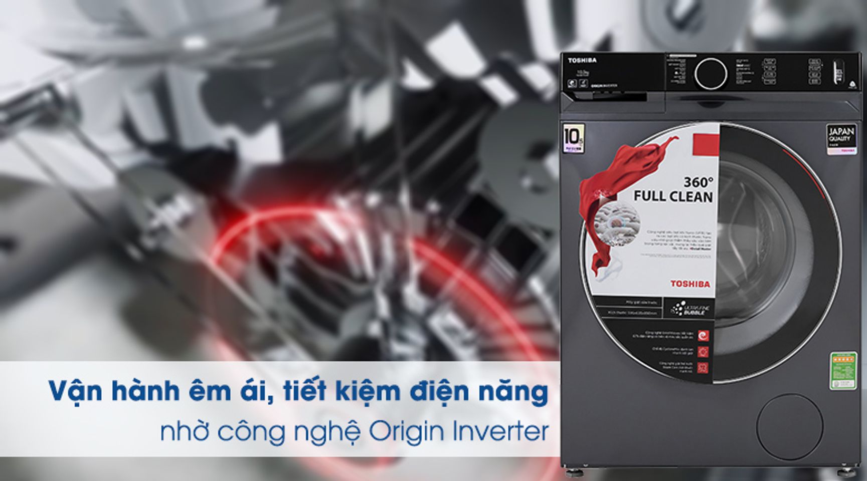 Máy giặt Toshiba Inverter 10.5 Kg TW-BK115G4V (MG) - Công nghệ Origin Inverter