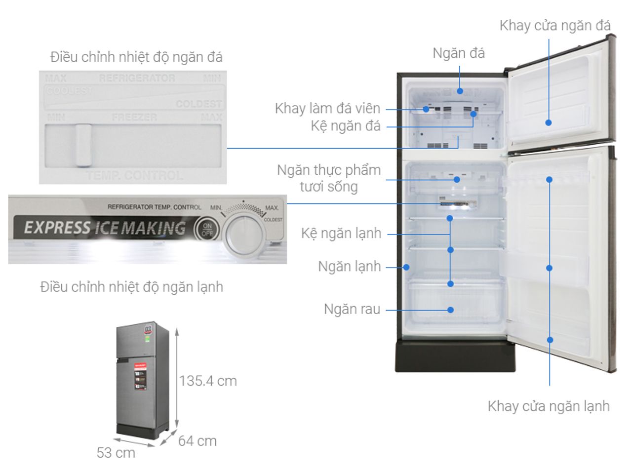 Tủ lạnh Sharp Inverter 165 lít SJ-X196E-DSS 1