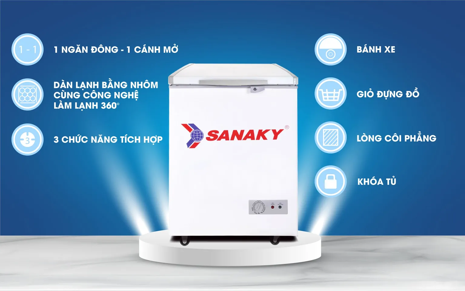 Tủ đông Sanaky 100 lít VH-150HY2- Chính hãng 1