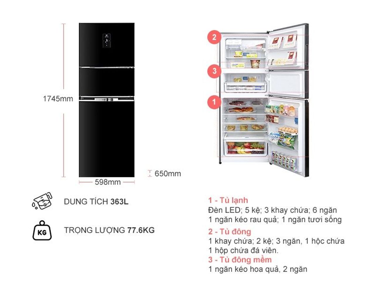 Tủ lạnh Electrolux 340 lít EME3700H-H - Chính hãng 1