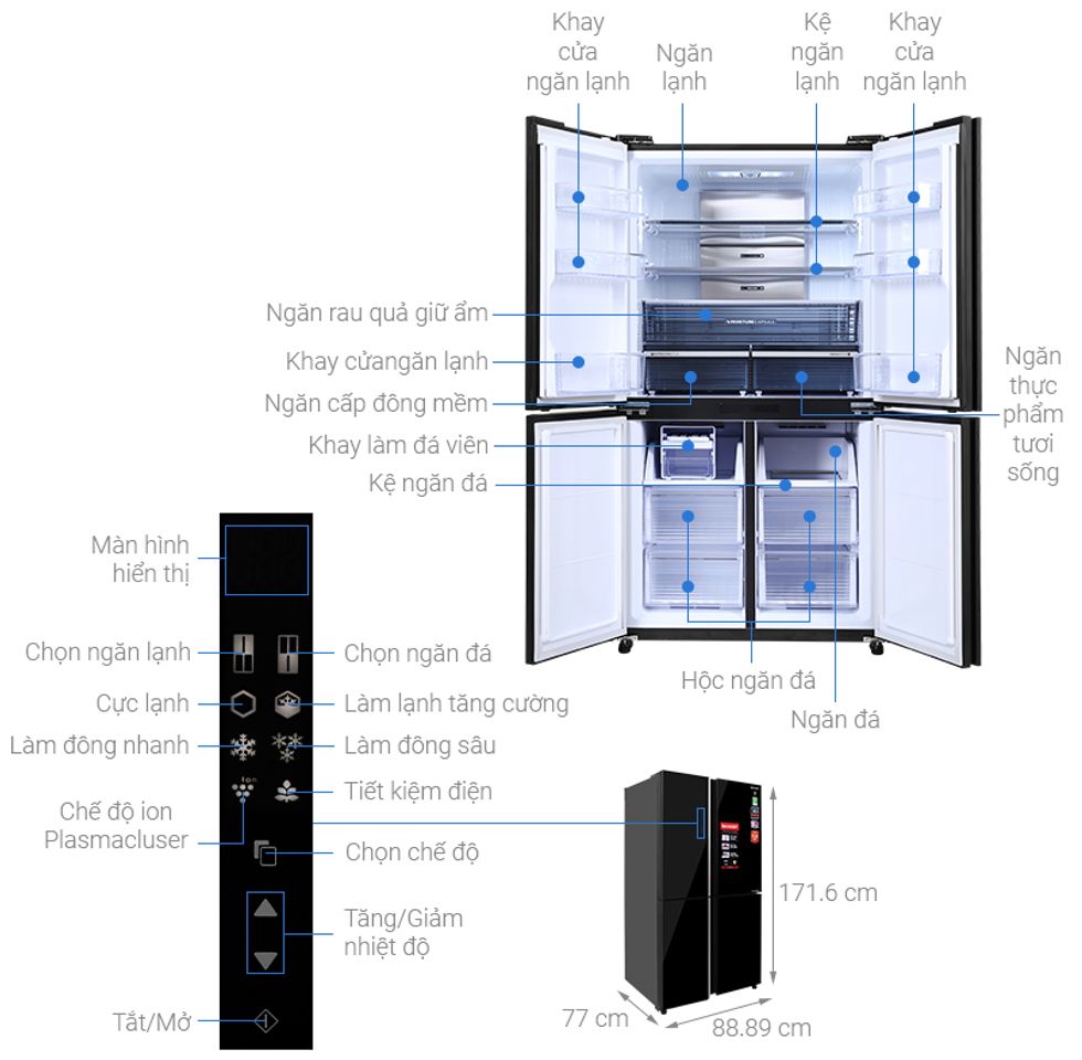 Tủ lạnh Sharp Inverter 525 lít SJ-FXP600VG-BK - Chính hãng 1