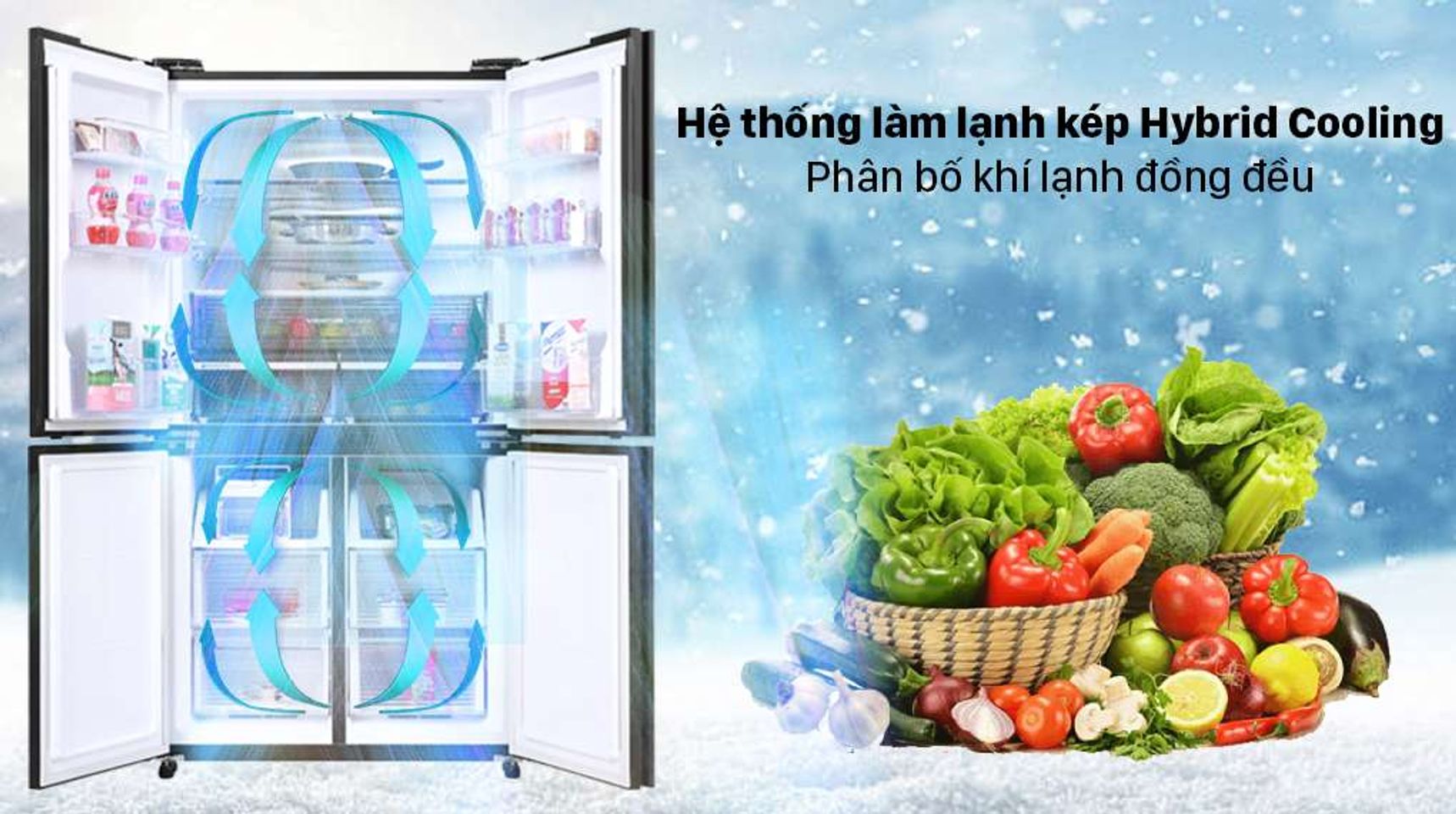 Tủ lạnh Sharp Inverter 525 lít SJ-FXP600VG-BK - Hệ thống Hybrid Cooling