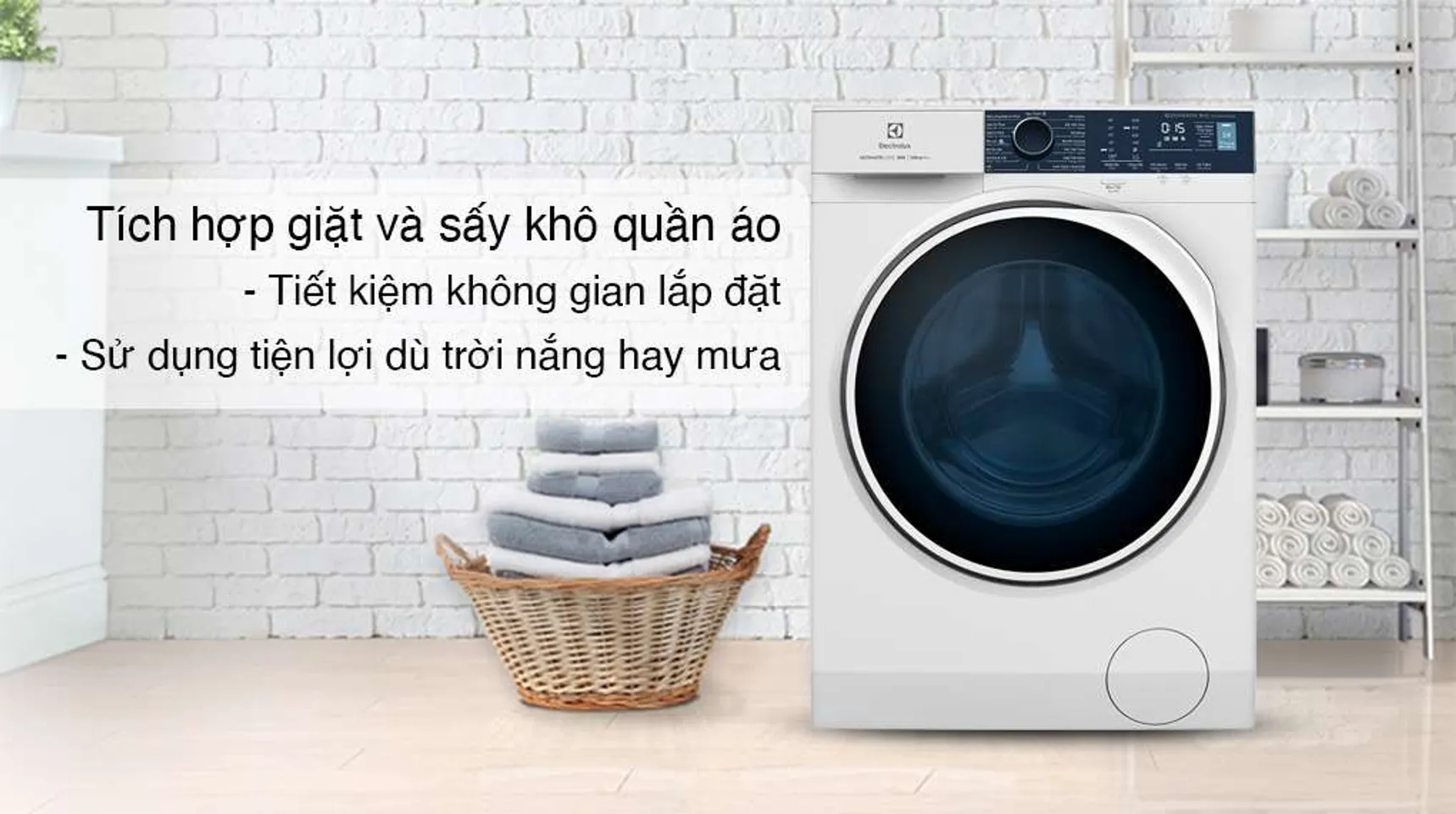 Máy giặt Electrolux EWW9024P5WBA - Tiết kiệm không gian lắp đặt, sử dụng tiện lợi khi tích hợp giặt và sấy trên cùng một máy