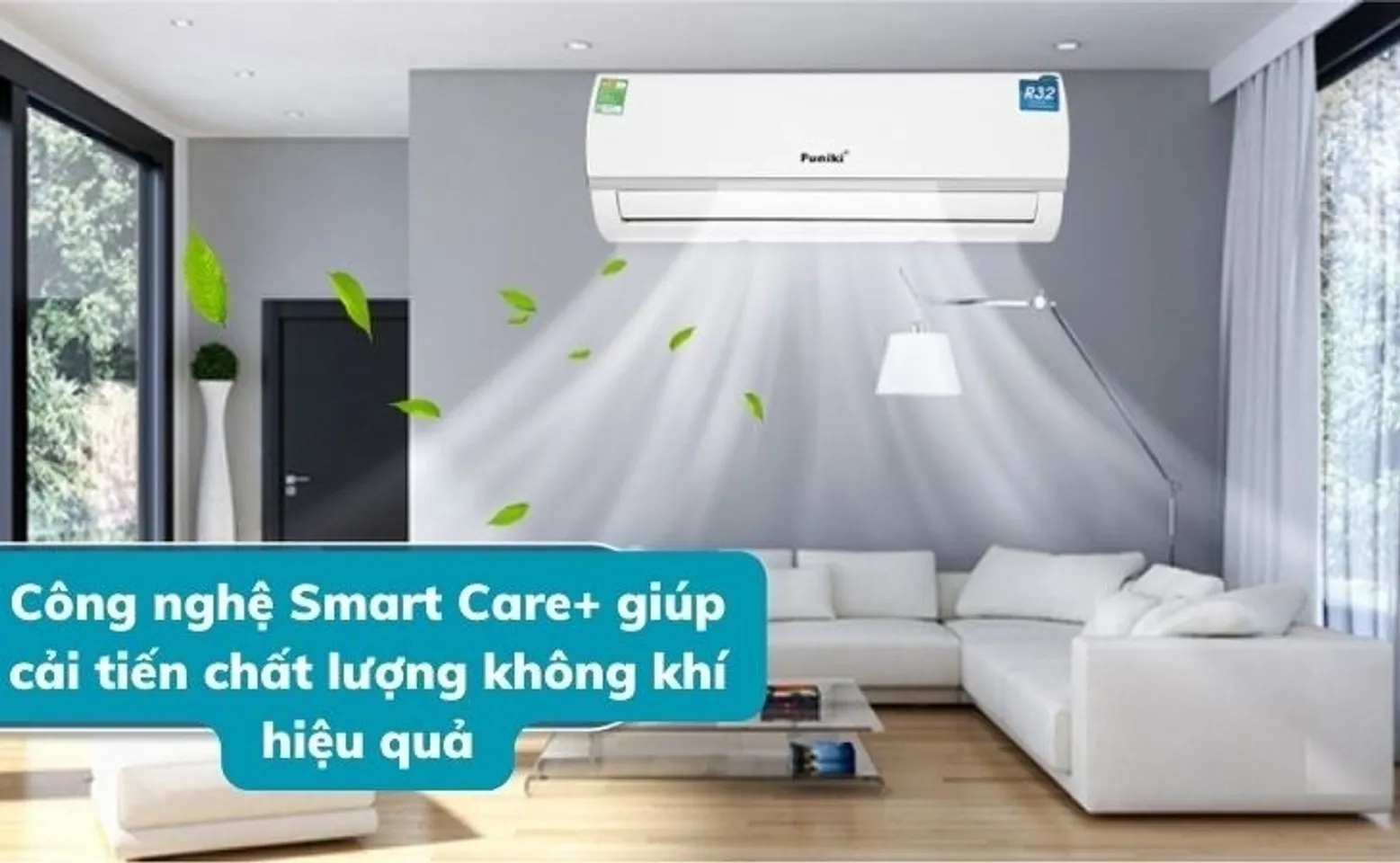Công nghệ Smart Care+ được trang bị trên máy lạnh Funiki giúp cải tiến chất lượng không khí hiệu quả