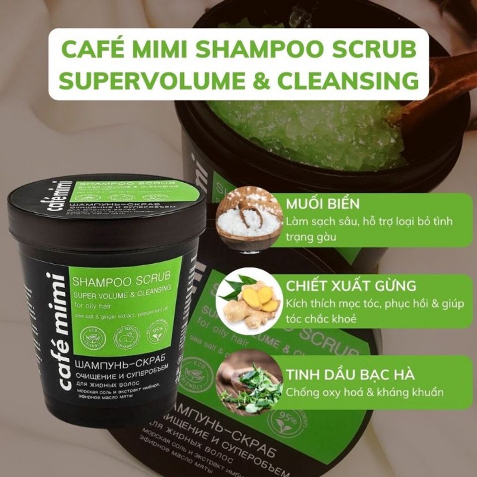Tẩy tế bào chết da dầu Café Mimi Shampoo Scrub 330g 4