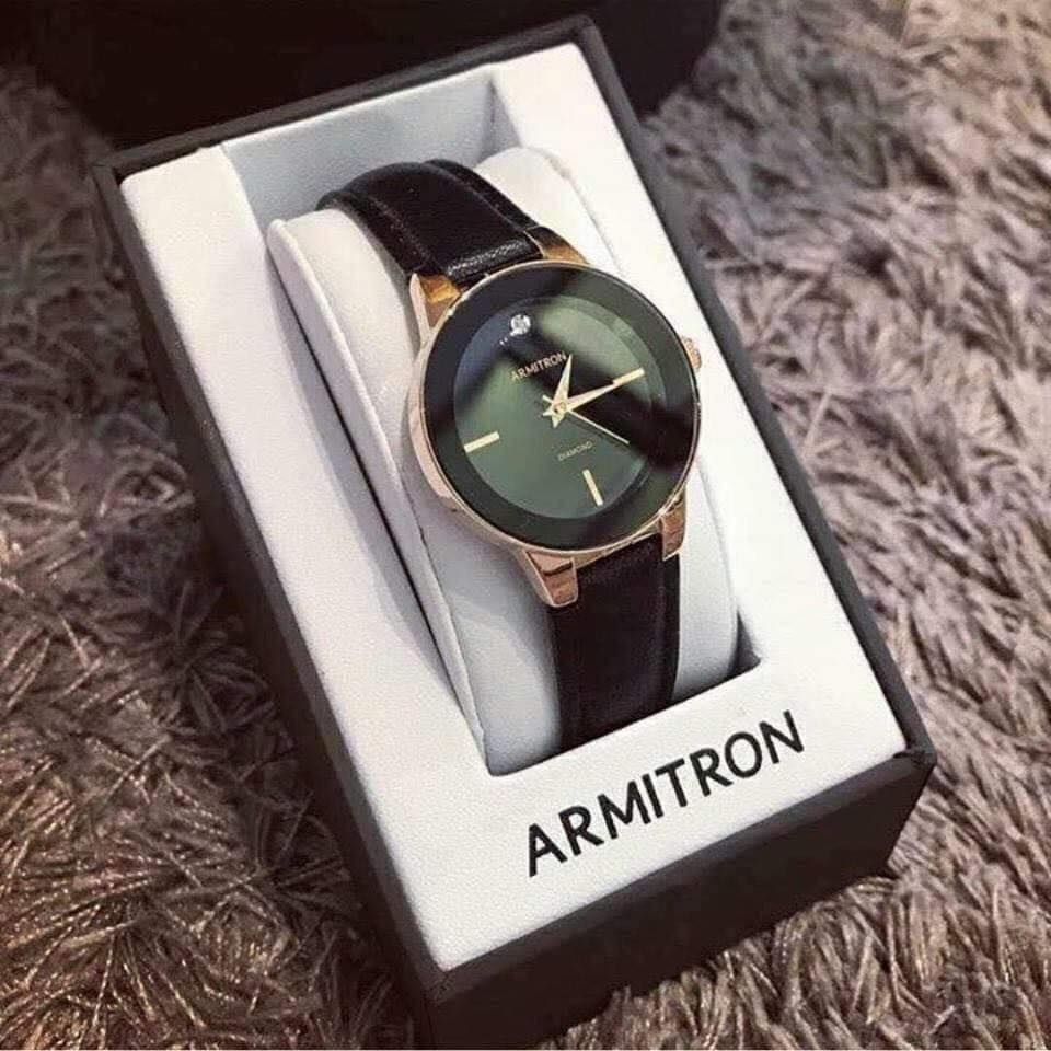 Đồng hồ nữ Armitron 75 5410BKRGBK dây da đen case 30mm 1