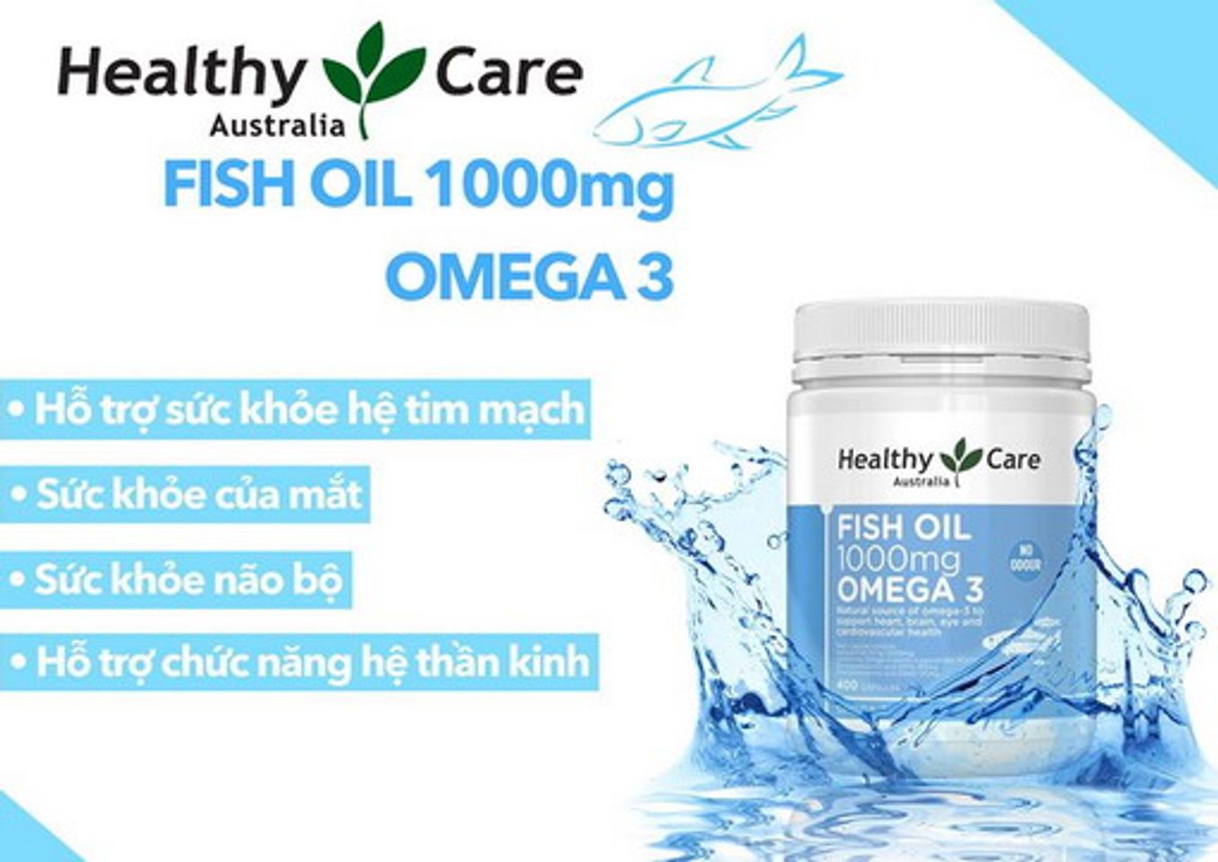 Dầu Cá Omega-3 Healthy Care Fish Oil 1000mg Nhập Úc 3