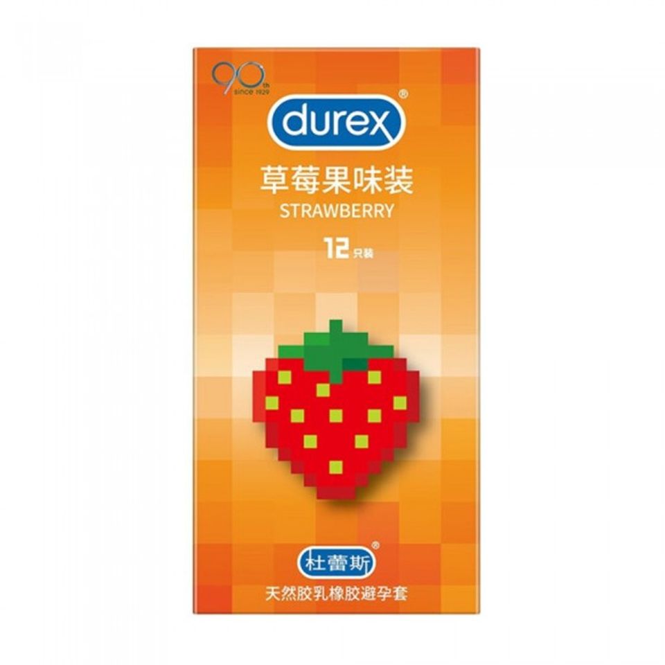 Bao cao su Durex Strawberry hương dâu, 56mm hộp 12 cái 1