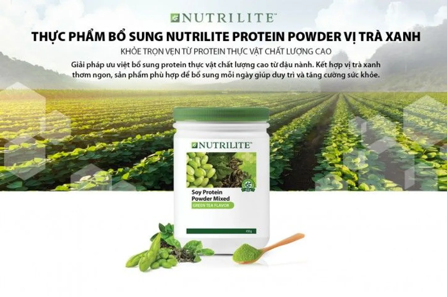 TPBS Nutrilite Protein Powder Amway - vị trà xanh 1