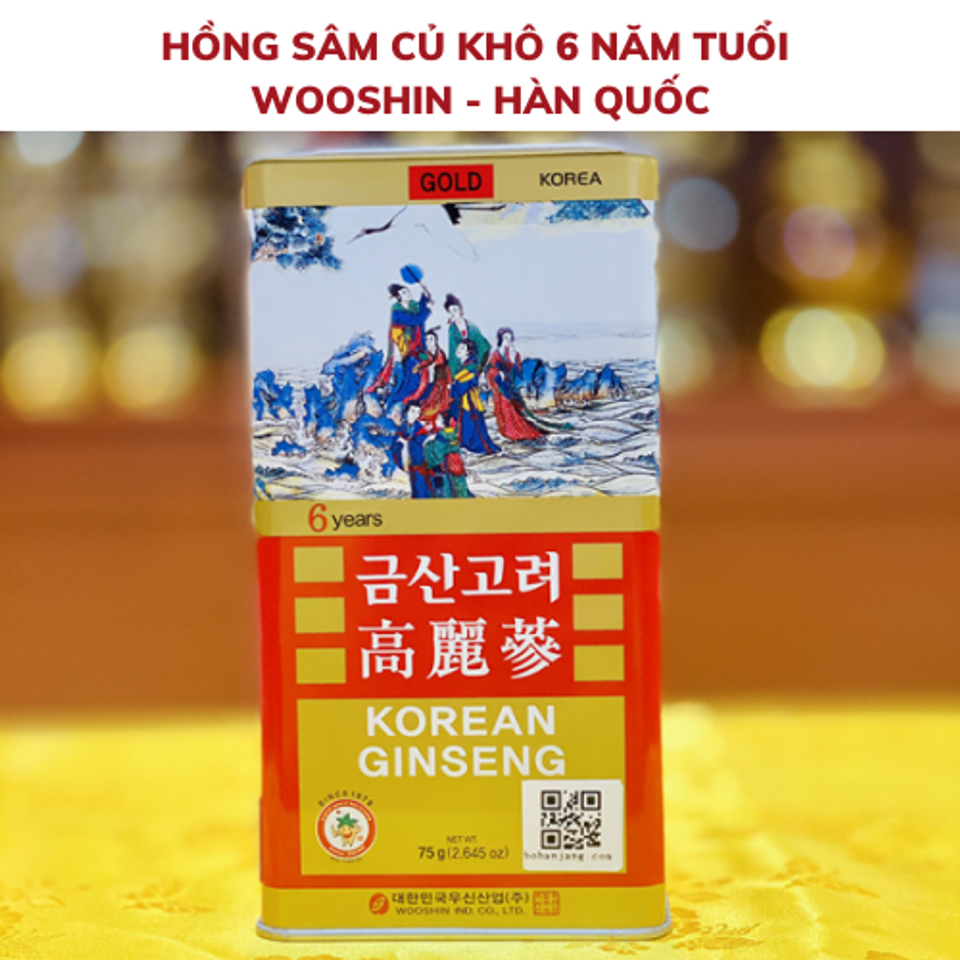 Hồng sâm củ khô Wooshin Hàn Quốc 3 củ 37,5g 1