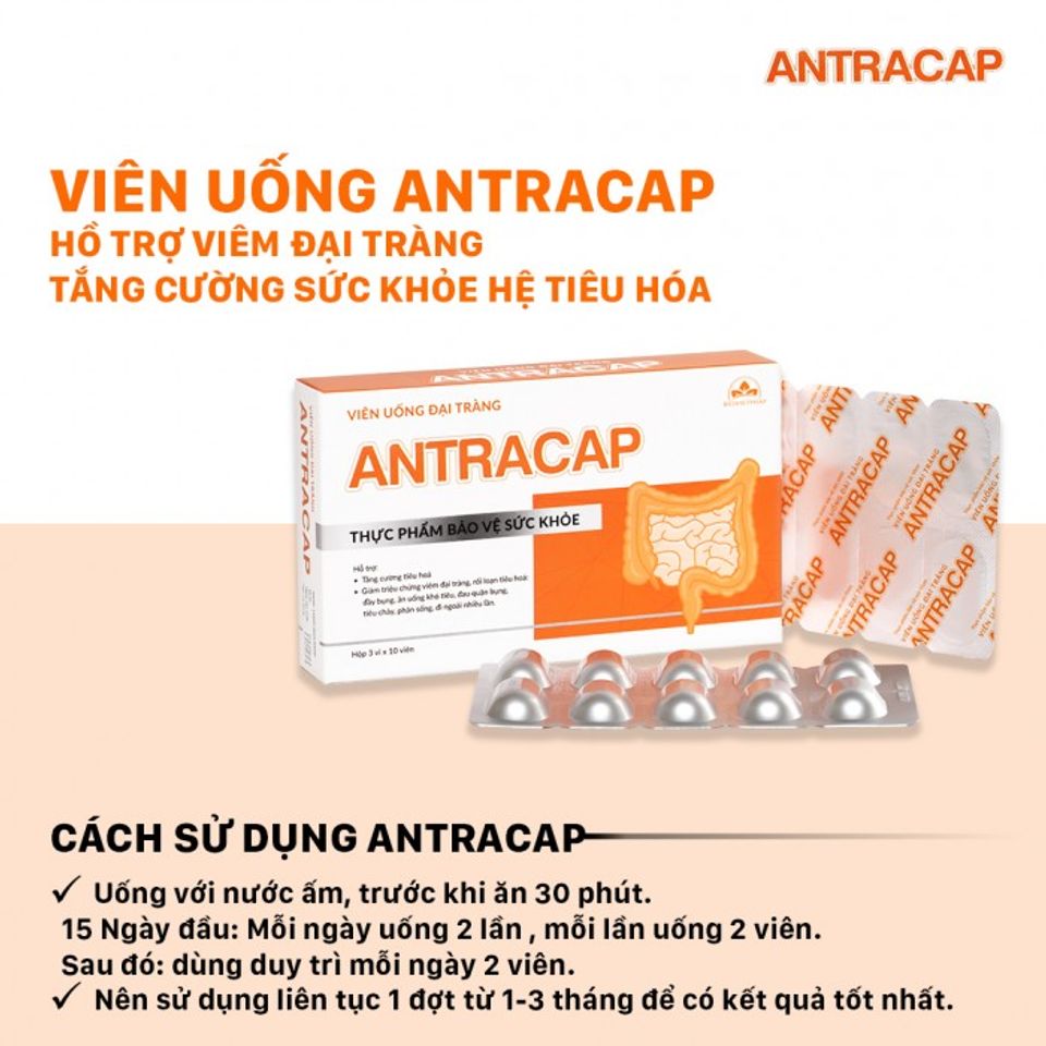 Combo 2 hộp Viên uống hỗ trợ sức khỏe đại tràng Antracap 2
