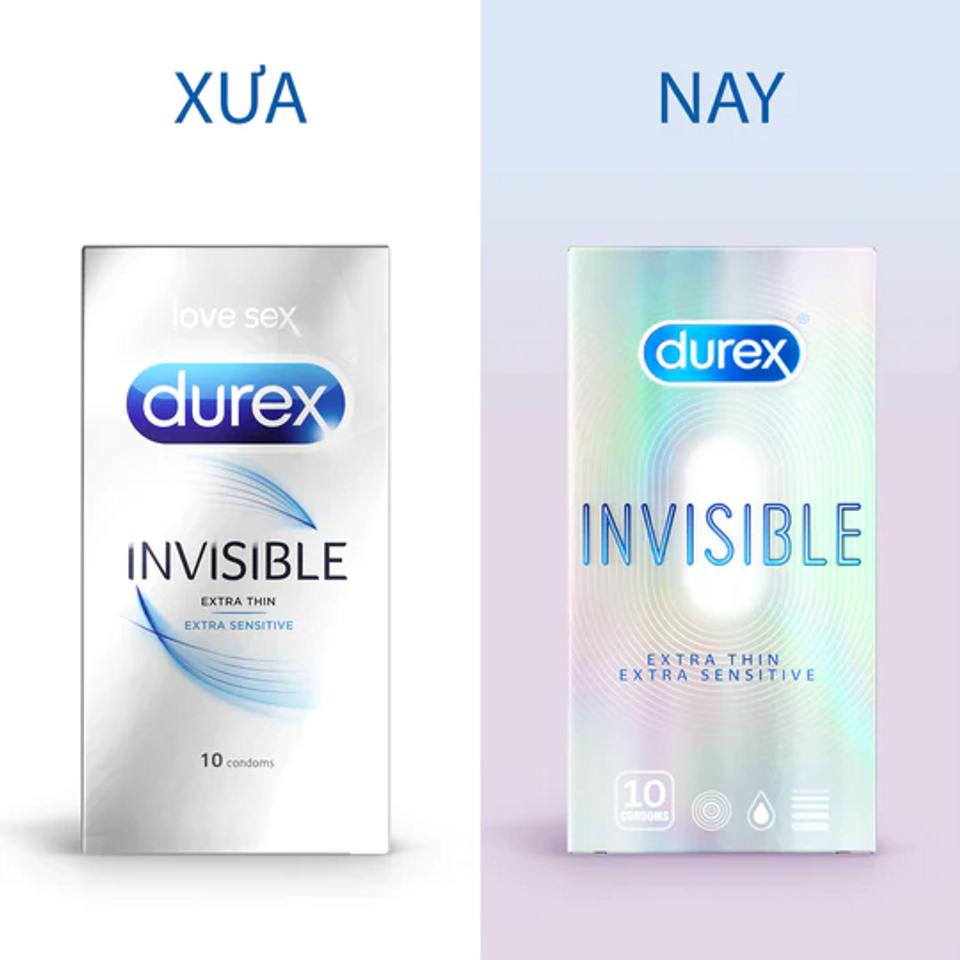 Bao Cao Su Durex Invisible Extra Thin Extra Sensitive - Hộp 10 Cái 1